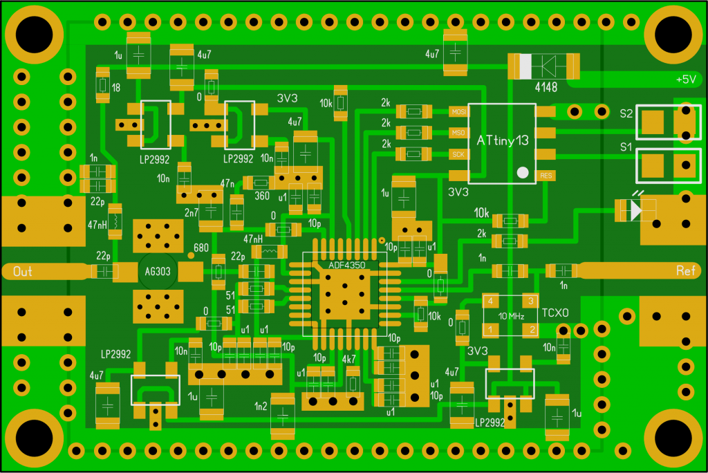 PCB LO PLL ADF4350 printed circuit board